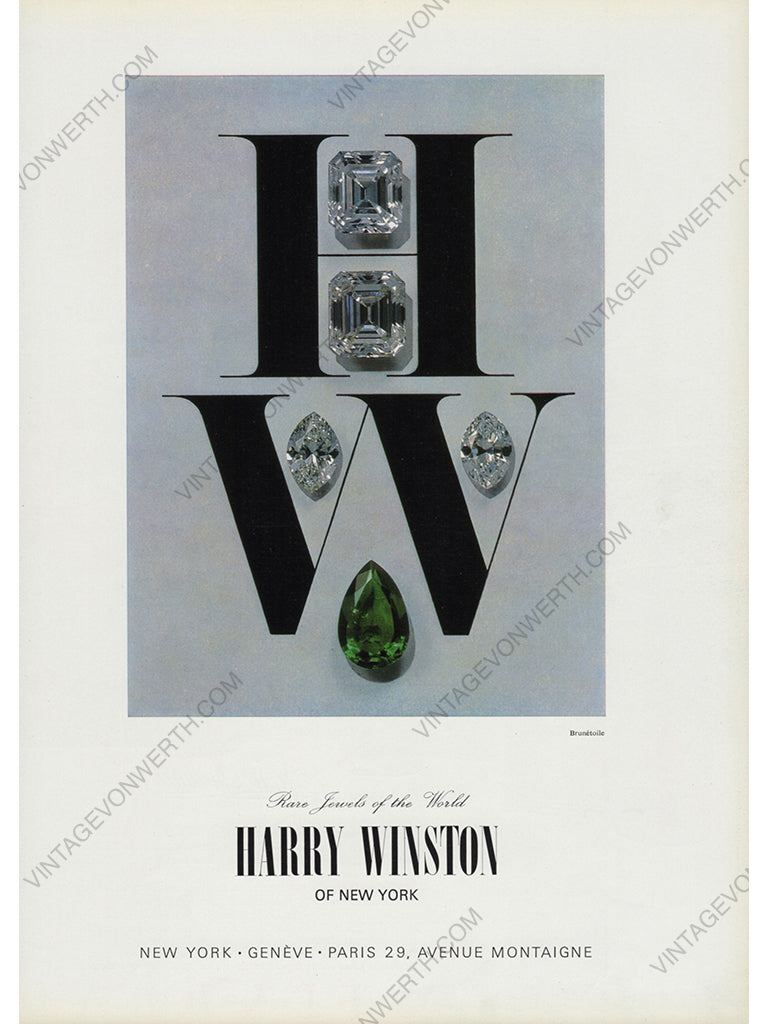 HARRY WINSTON 1967 Vintage Advertisement 1960s Jewelry Ad