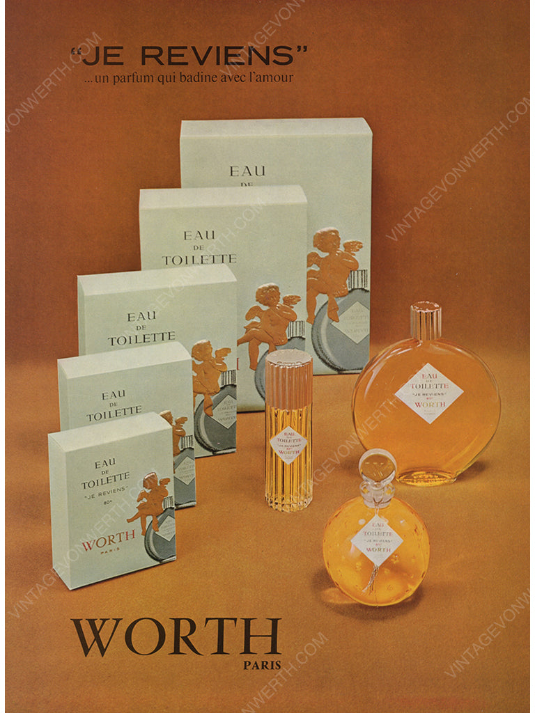 WORTH 1967 Vintage Advertisement 1960s Perfume Ad Je Reviens