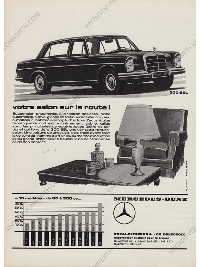 MERCEDES-BENZ 1967 Vintage Advertisement 1960s Classic Car Oldtimer Ad