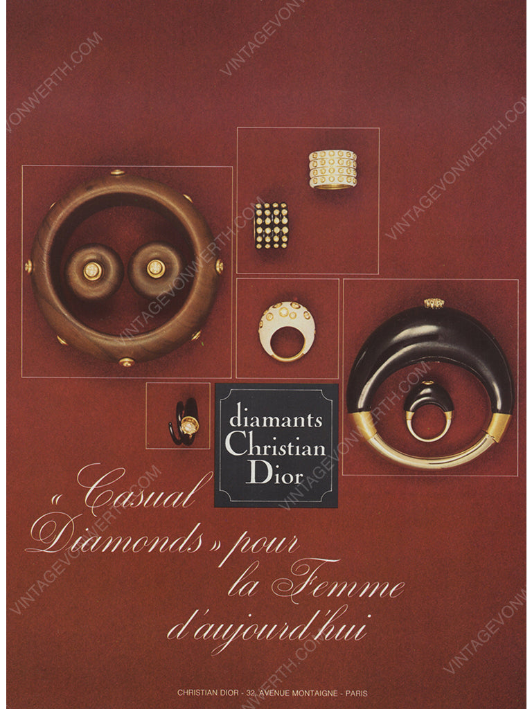 CHRISTIAN DIOR 1969 Vintage Advertisement 1960s Jewelry Ad Print