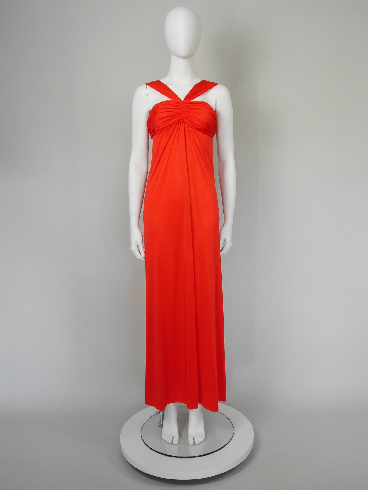 LORIS AZZARO 1970s 1980s Vintage Red Maxi Evening Gown w/ Stole Size XXS-XS