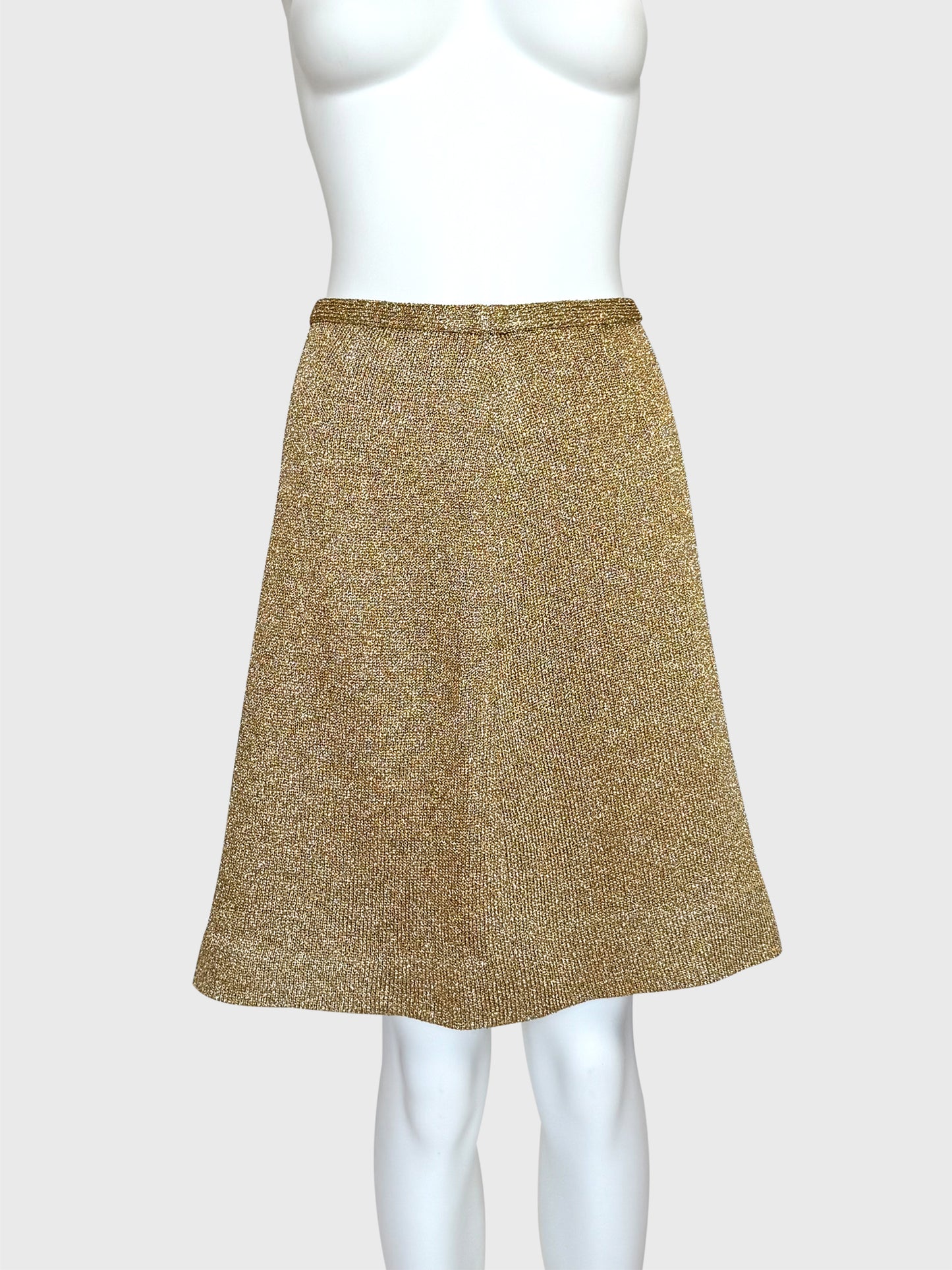 LORIS AZZARO 1970s Vintage Beaded Chainmail Crochet Top & Skirt Ensemble