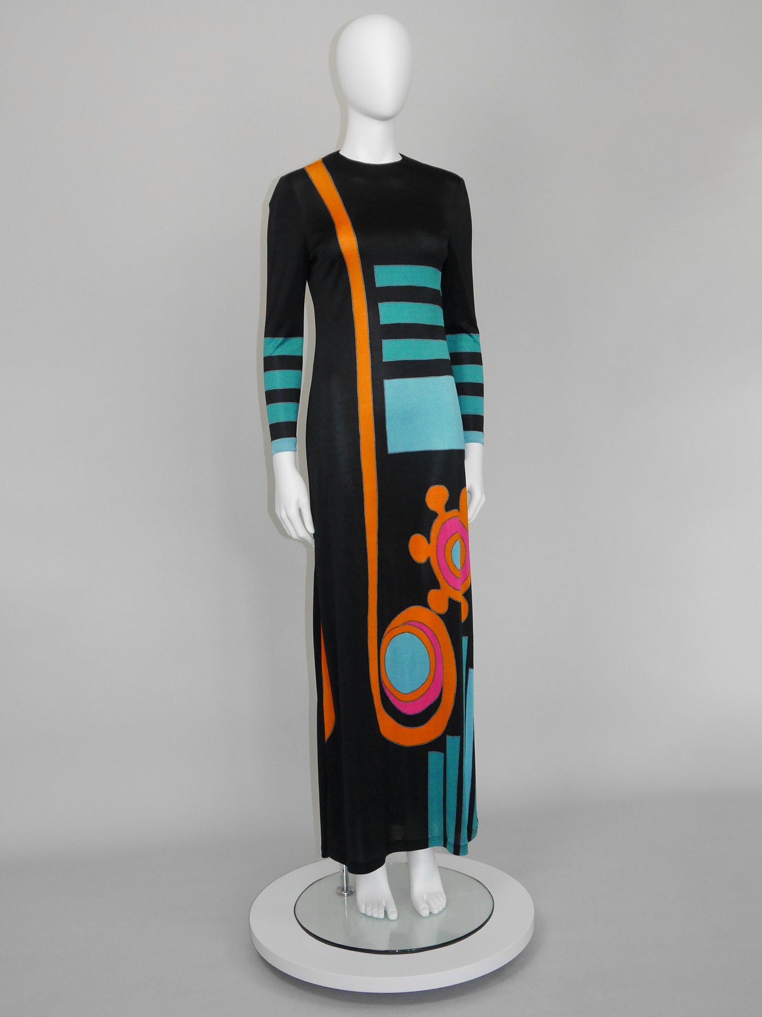 LOUIS FÉRAUD 1960s 1970s Vintage Psychedelic Print Maxi Dress Size M