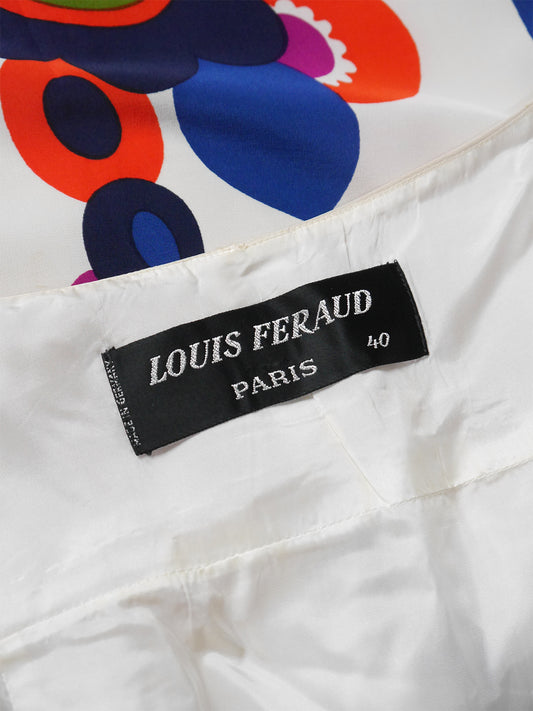 LOUIS FÉRAUD 1960s Vintage Printed Silk Evening Dress