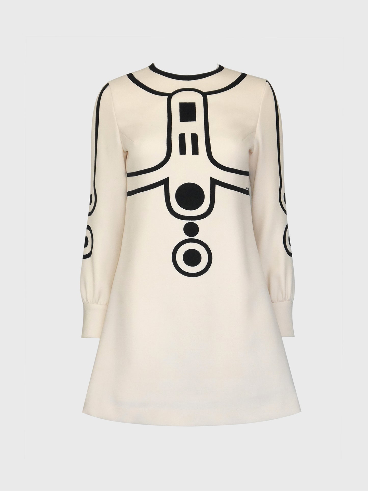 LOUIS FÉRAUD 1960s Vintage Space Age Mini Dress w/ Graphic Print Size XS