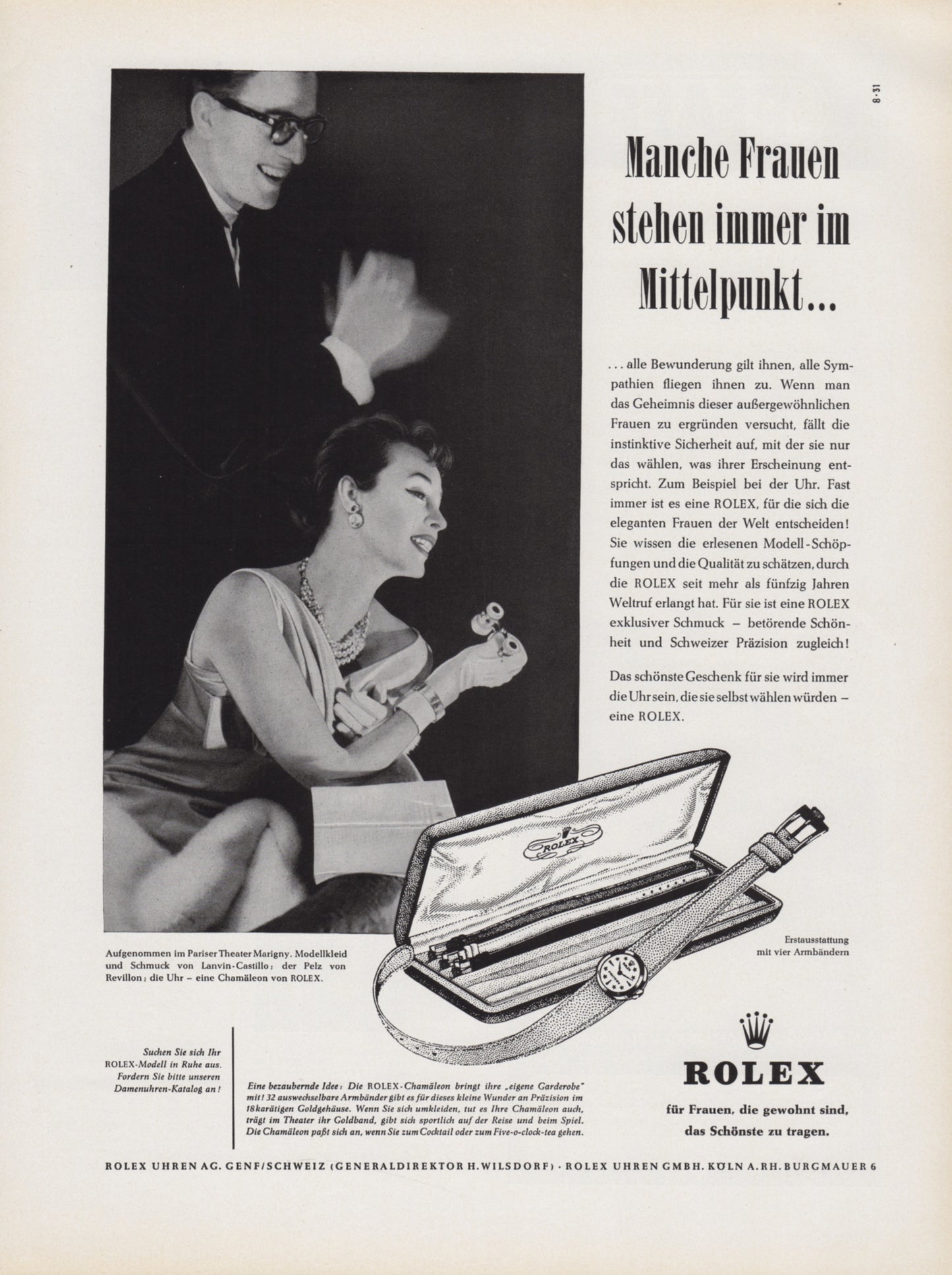 ROLEX 1959 Vintage Print Advertisement Luxury Watches Magazine Ad