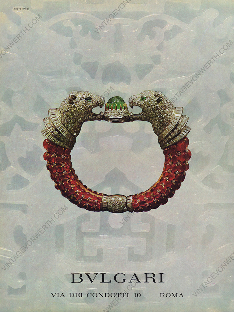 BVLGARI 1966 Vintage Advertisement 1960s Bulgari Jewelry Print Ad