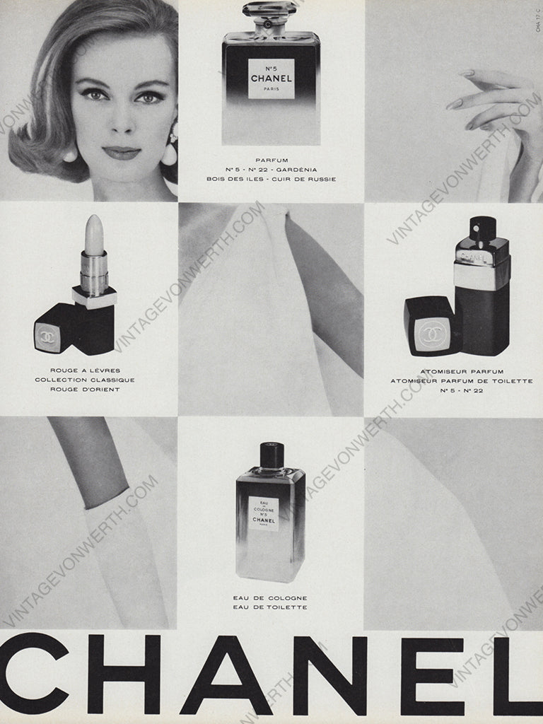 CHANEL 1966 No. 5 Perfume Beauty Vintage Print Advertisement Fragrance Parfum Lipstick