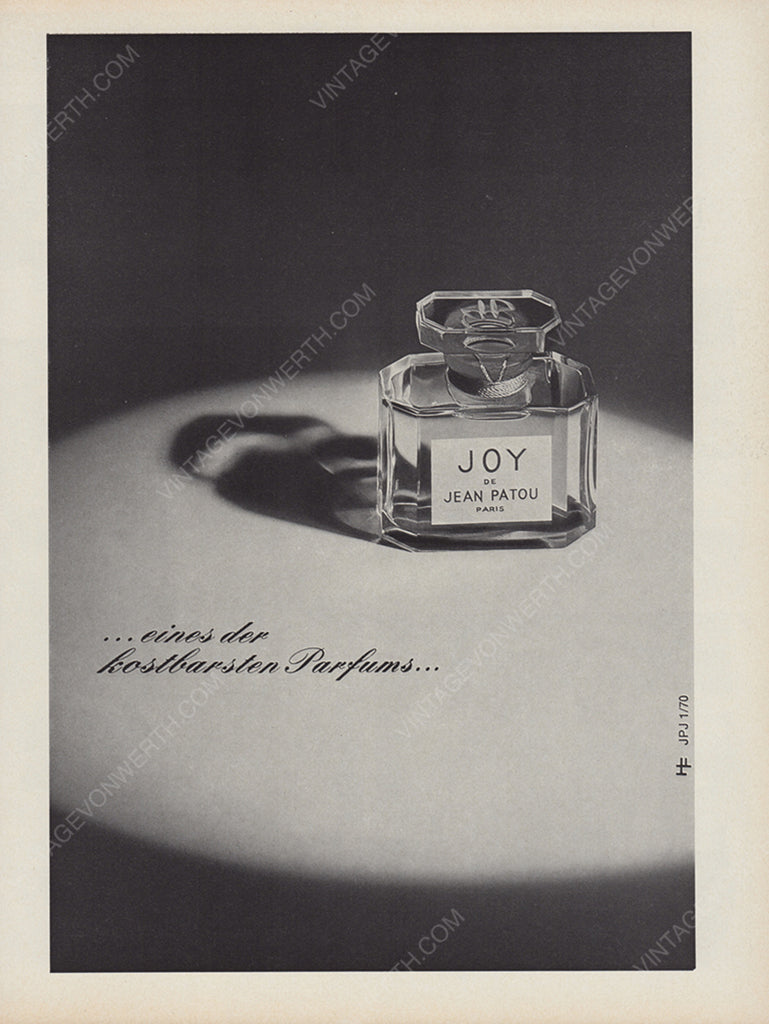 JEAN PATOU 1970 Joy Perfume Vintage Print Advertisement Fragrance Parfum