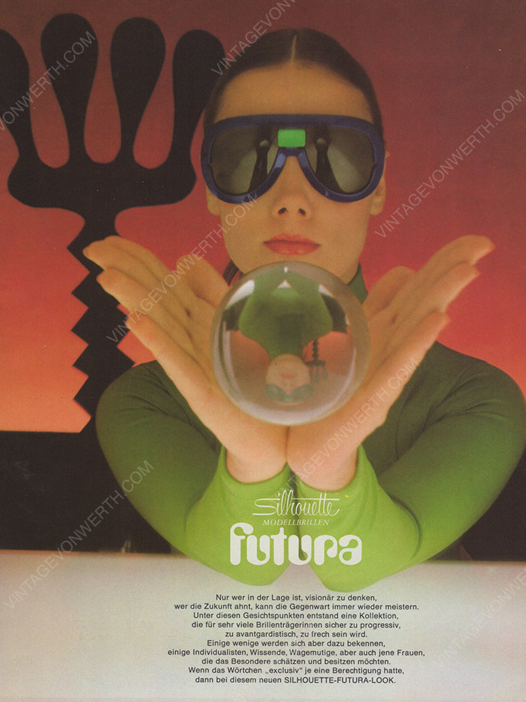 SILHOUETTE 1973 Vintage Print Advertisement 1970s Futura Eyewear Sunglasses Magazine Ad