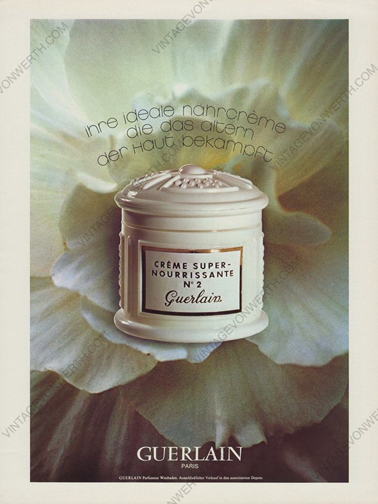 GUERLAIN 1973 Vintage Print Advertisement Beauty Skincare