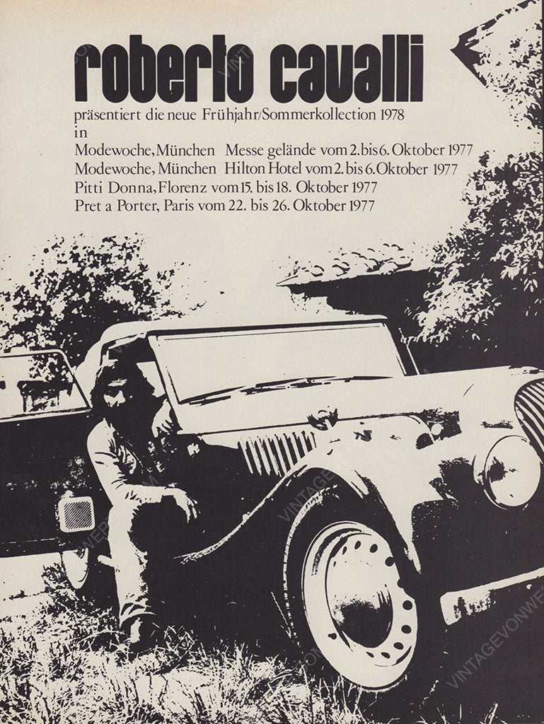 ROBERTO CAVALLI 1977 Vintage Print Advertisement 1970s Fashion Magazine Ad