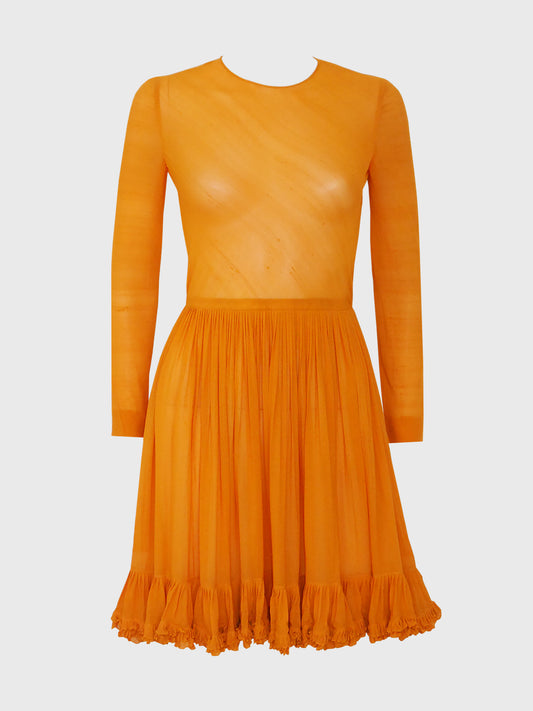 MISS DIOR by CHRISTIAN DIOR 1960s Vintage Silk Dress Orange