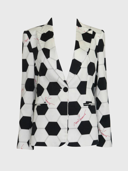 MOSCHINO 1990s 2000s Vintage Soccer Ball Football Print Jacket Size M
