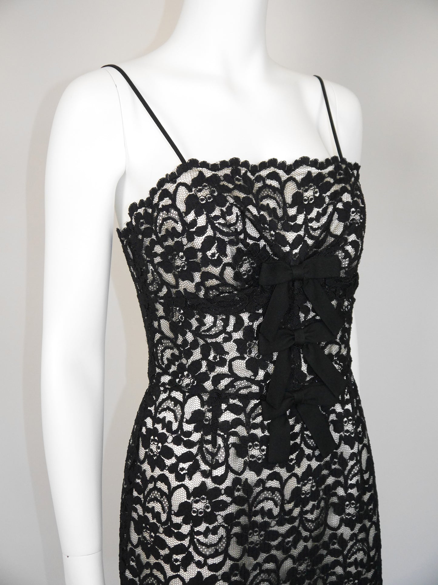 MOSCHINO 1990s 2000s Vintage Black Lace Cocktail Dress Size XS-S