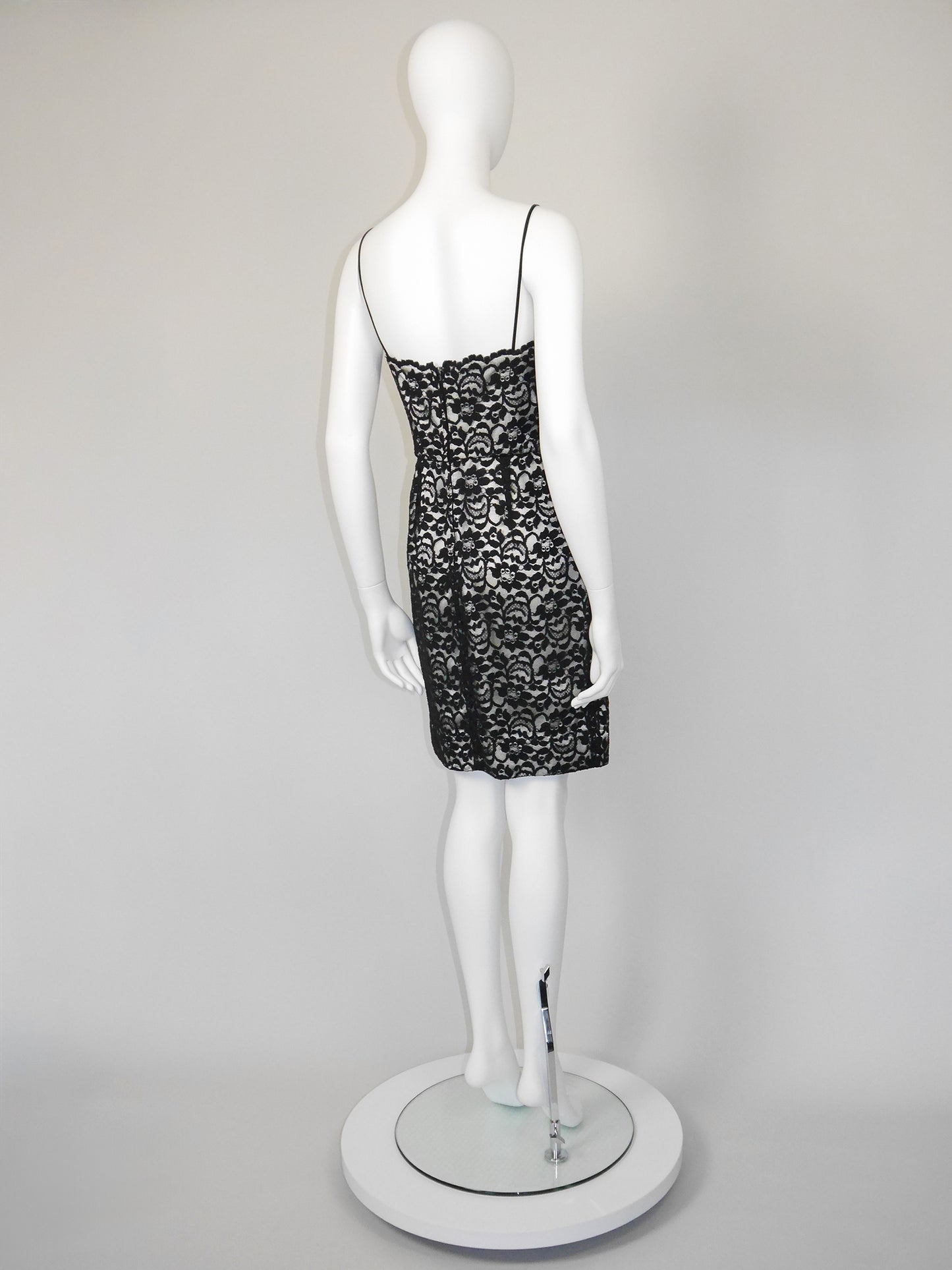 MOSCHINO 1990s 2000s Vintage Black Lace Cocktail Dress Size XS-S