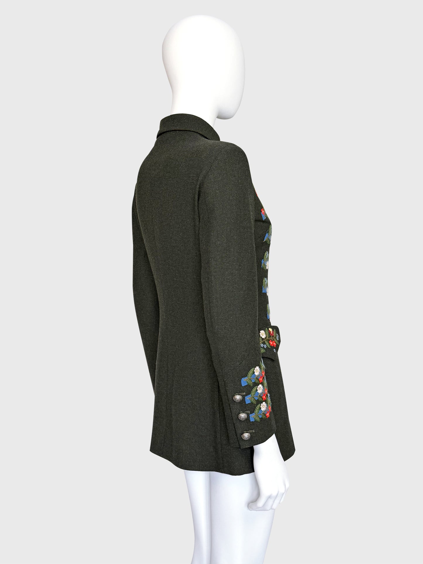 MOSCHINO Couture! 1990s Vintage Jacket w/ Floral Embroidery Country Style Size XS