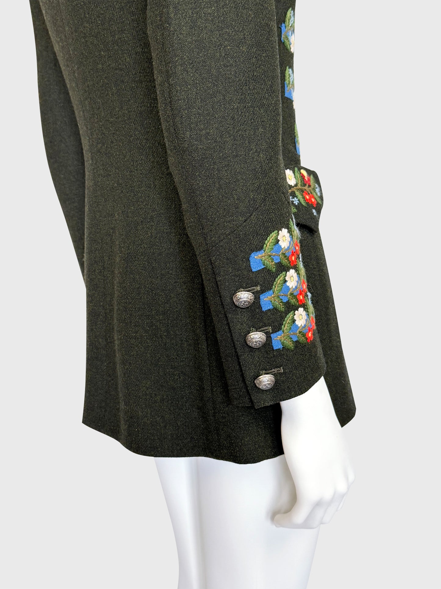 MOSCHINO Couture! 1990s Vintage Jacket w/ Floral Embroidery Country Style Size XS