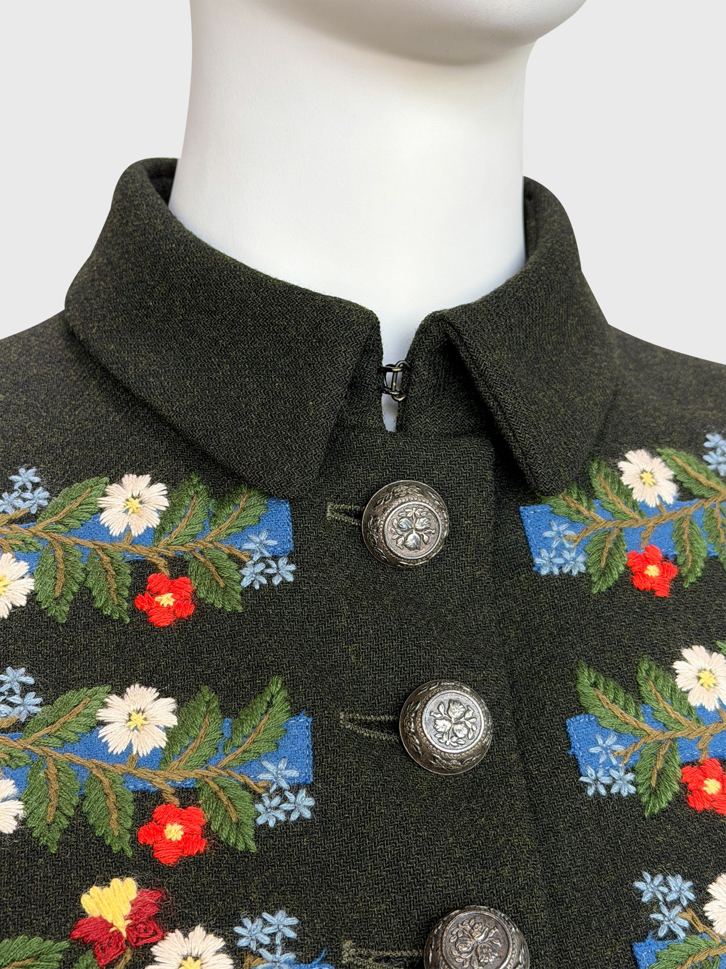 MOSCHINO Couture! 1990s Vintage Jacket w/ Floral Embroidery Country Style Size XS