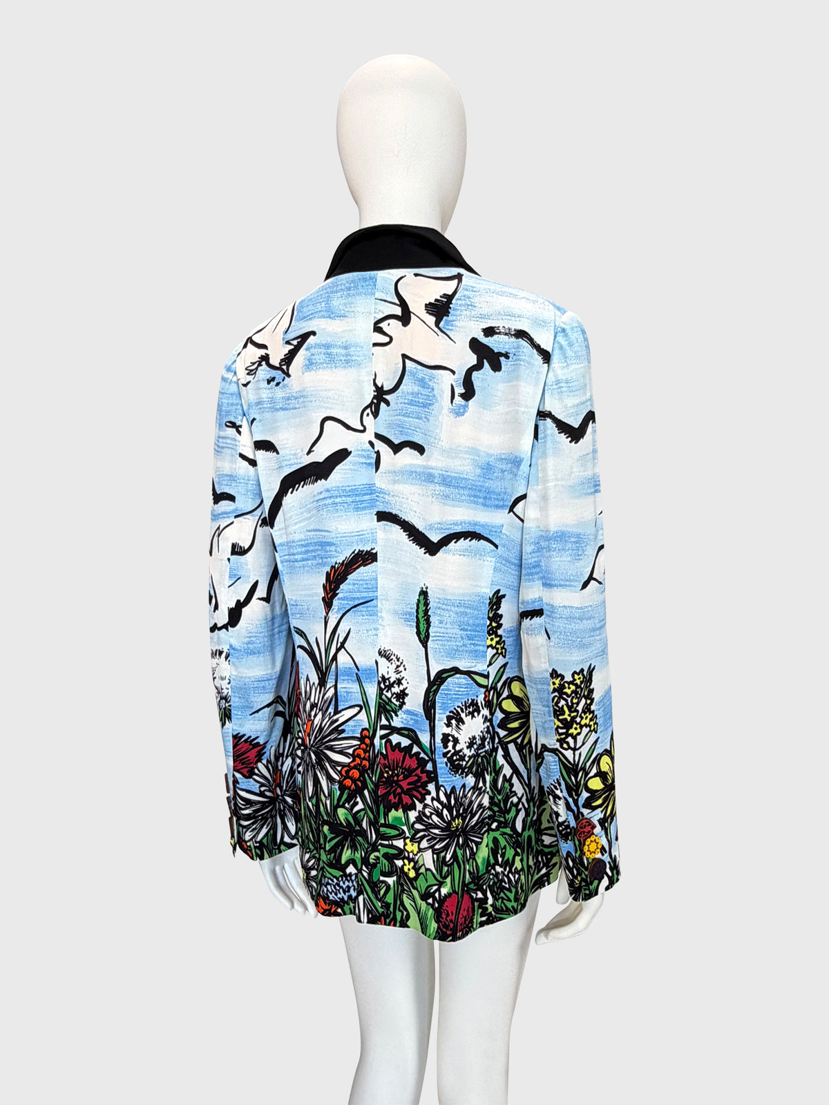 MOSCHINO Couture! Rare 1990s Vintage Dove Novelty Print Jacket Size L-XL