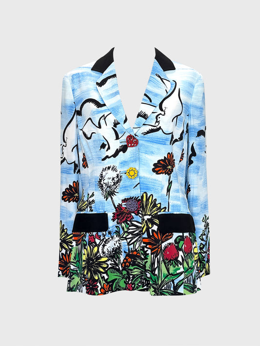 MOSCHINO Couture! Rare 1990s Vintage Dove Novelty Print Jacket