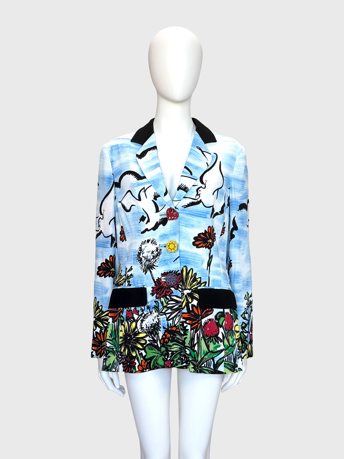 MOSCHINO Couture! Rare 1990s Vintage Dove Novelty Print Jacket Size L-XL