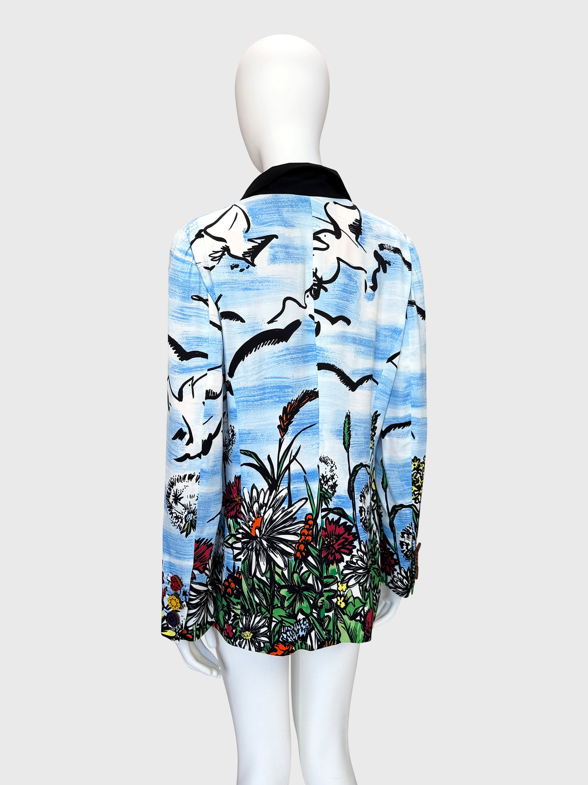 MOSCHINO Couture! Rare 1990s Vintage Dove Novelty Print Jacket Size L-XL