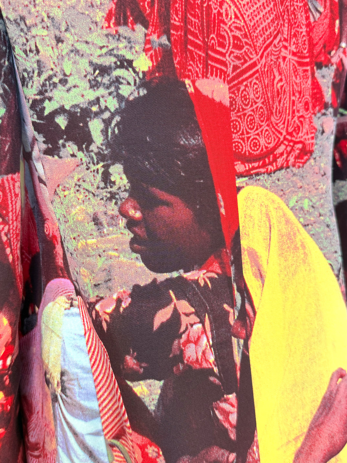 MOSCHINO Couture! Rare 1990s Vintage Tea Picker Photo Print Jacket Size L-XL