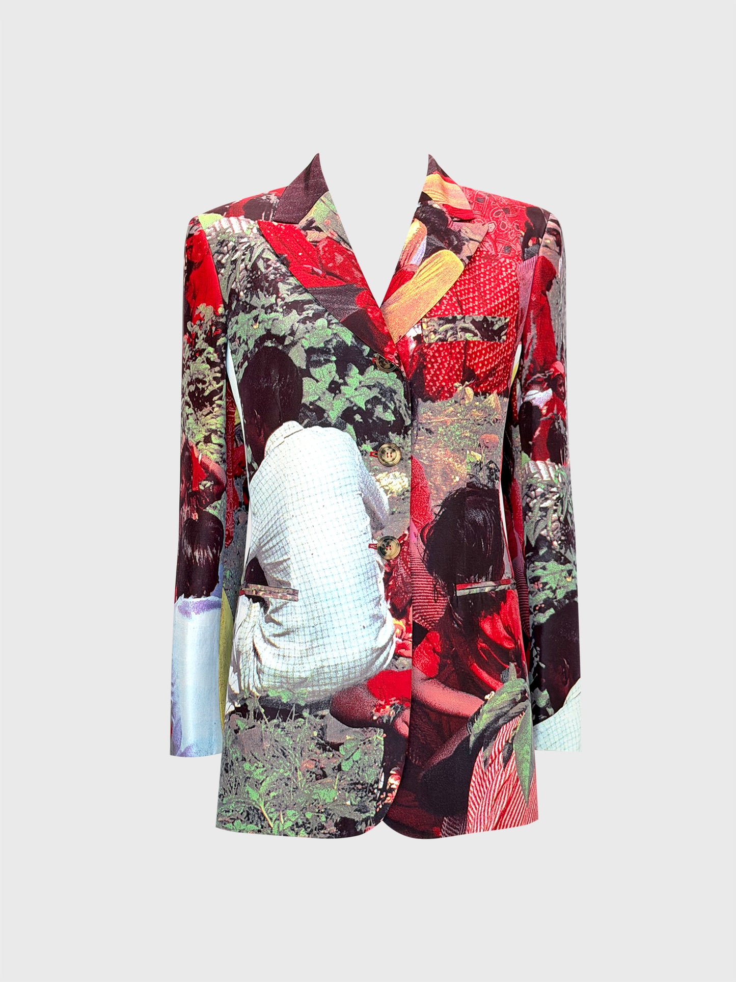 MOSCHINO Couture! Rare 1990s Vintage Tea Picker Novelty Print Jacket