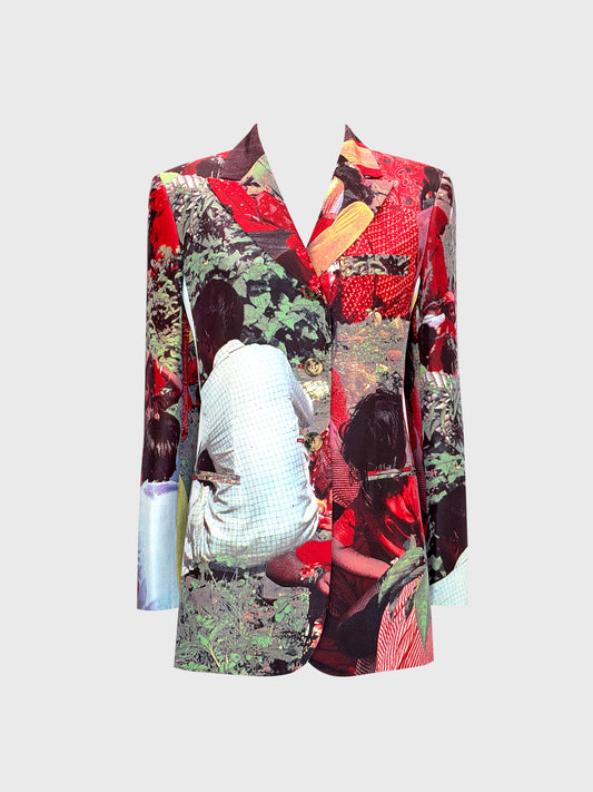 MOSCHINO Couture! Rare 1990s Vintage Tea Picker Novelty Print Jacket