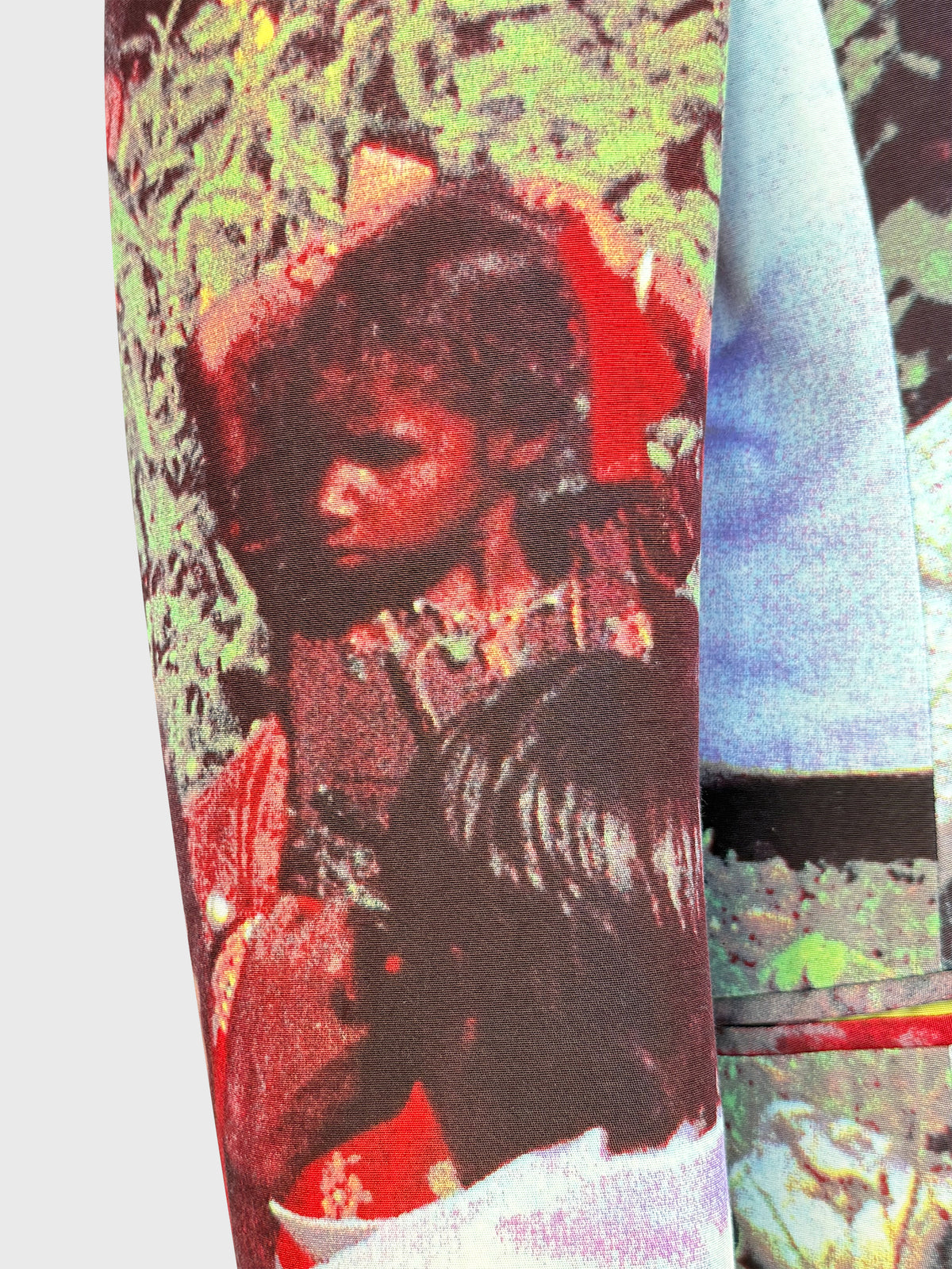 MOSCHINO Couture! Rare 1990s Vintage Tea Picker Photo Print Jacket Size L-XL