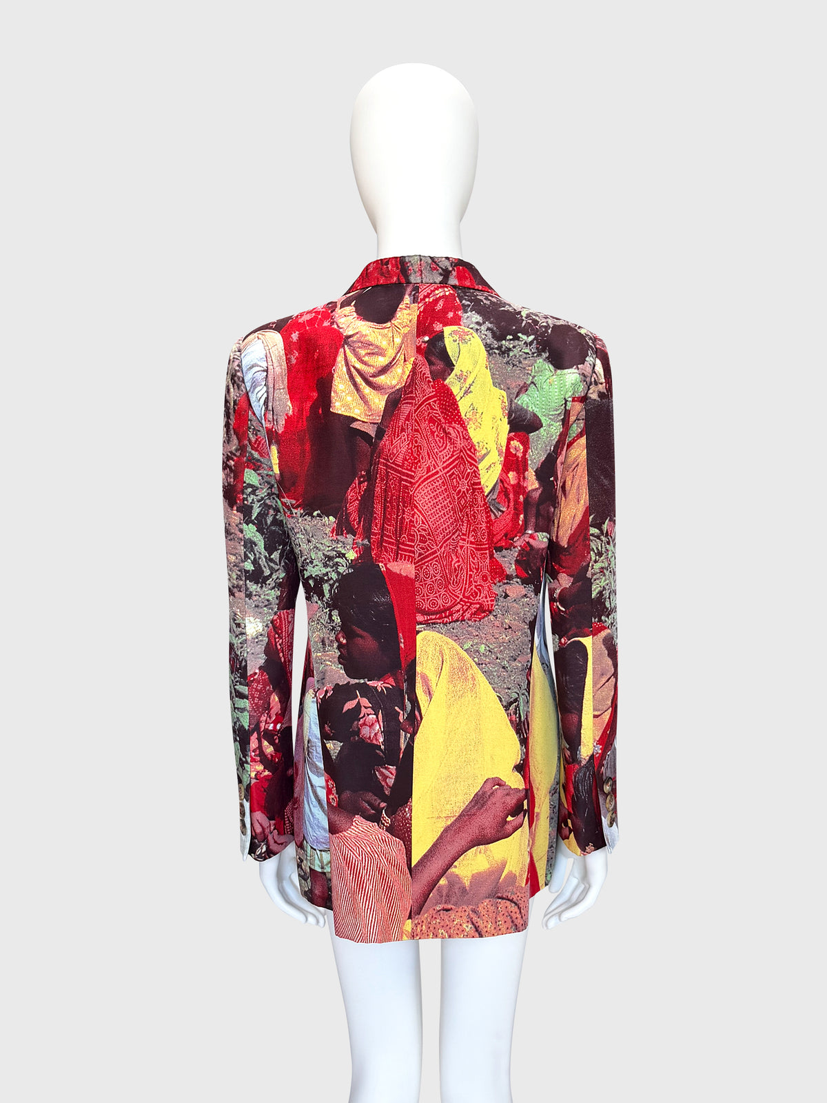 MOSCHINO Couture! Rare 1990s Vintage Tea Picker Photo Print Jacket Size L-XL