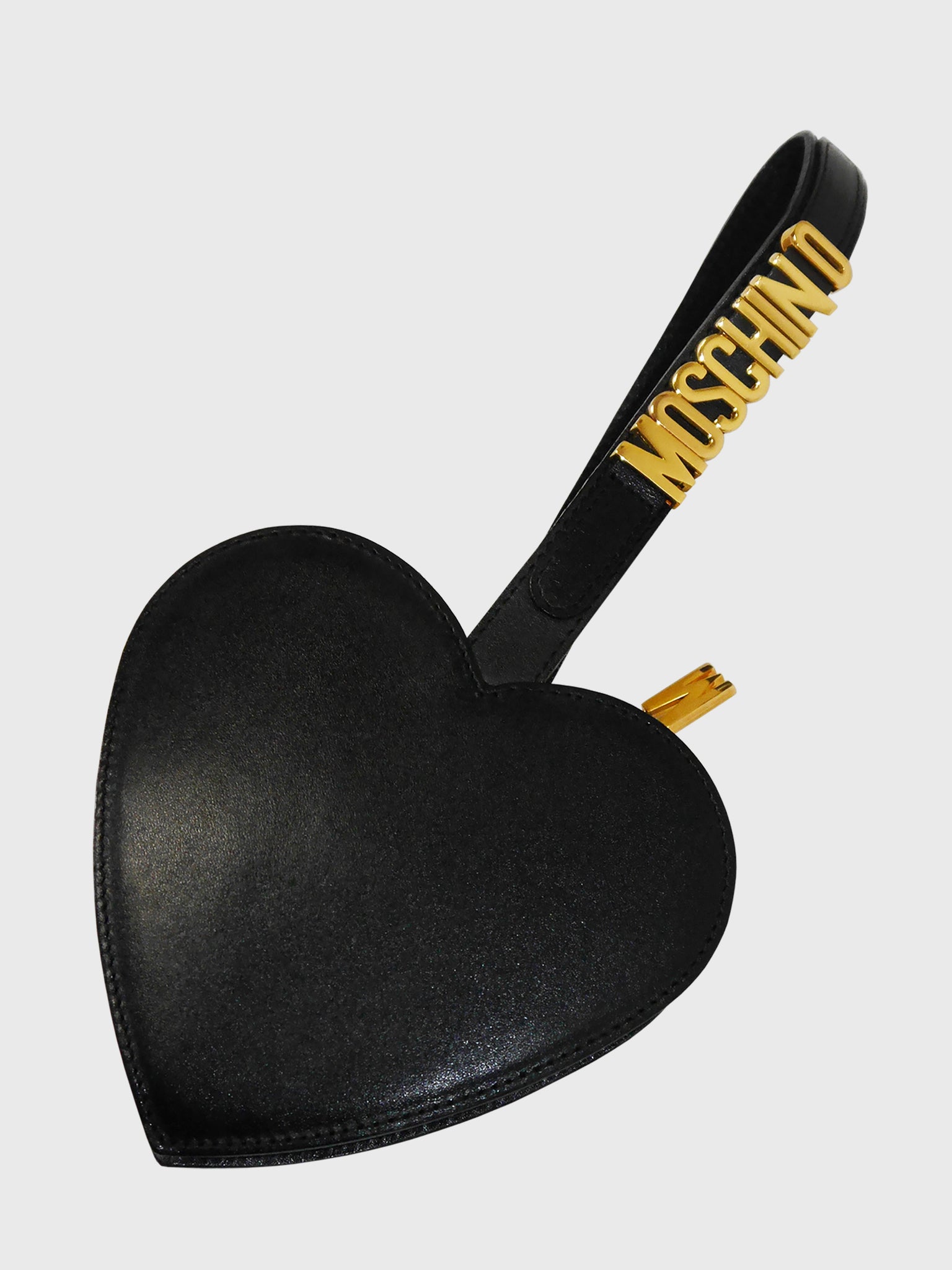 MOSCHINO by Redwall 1990s Vintage Black Heart Wristlet Evening Bag