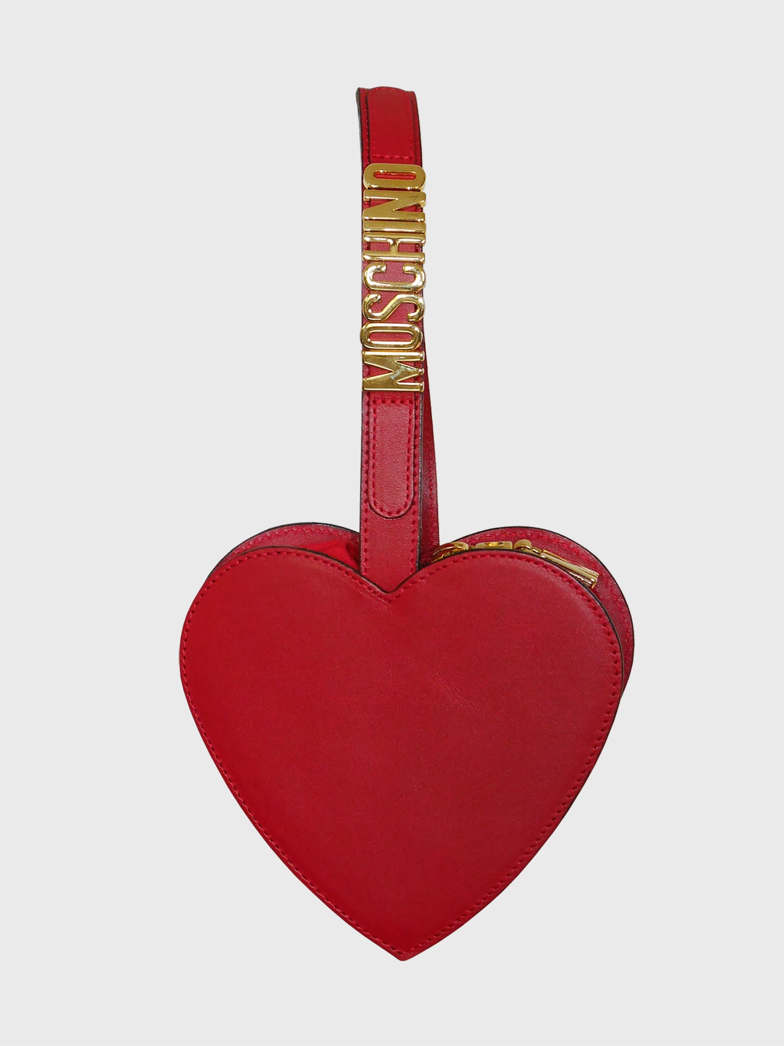 MOSCHINO Redwall Vintage Red Heart Wristlet Evening Bag