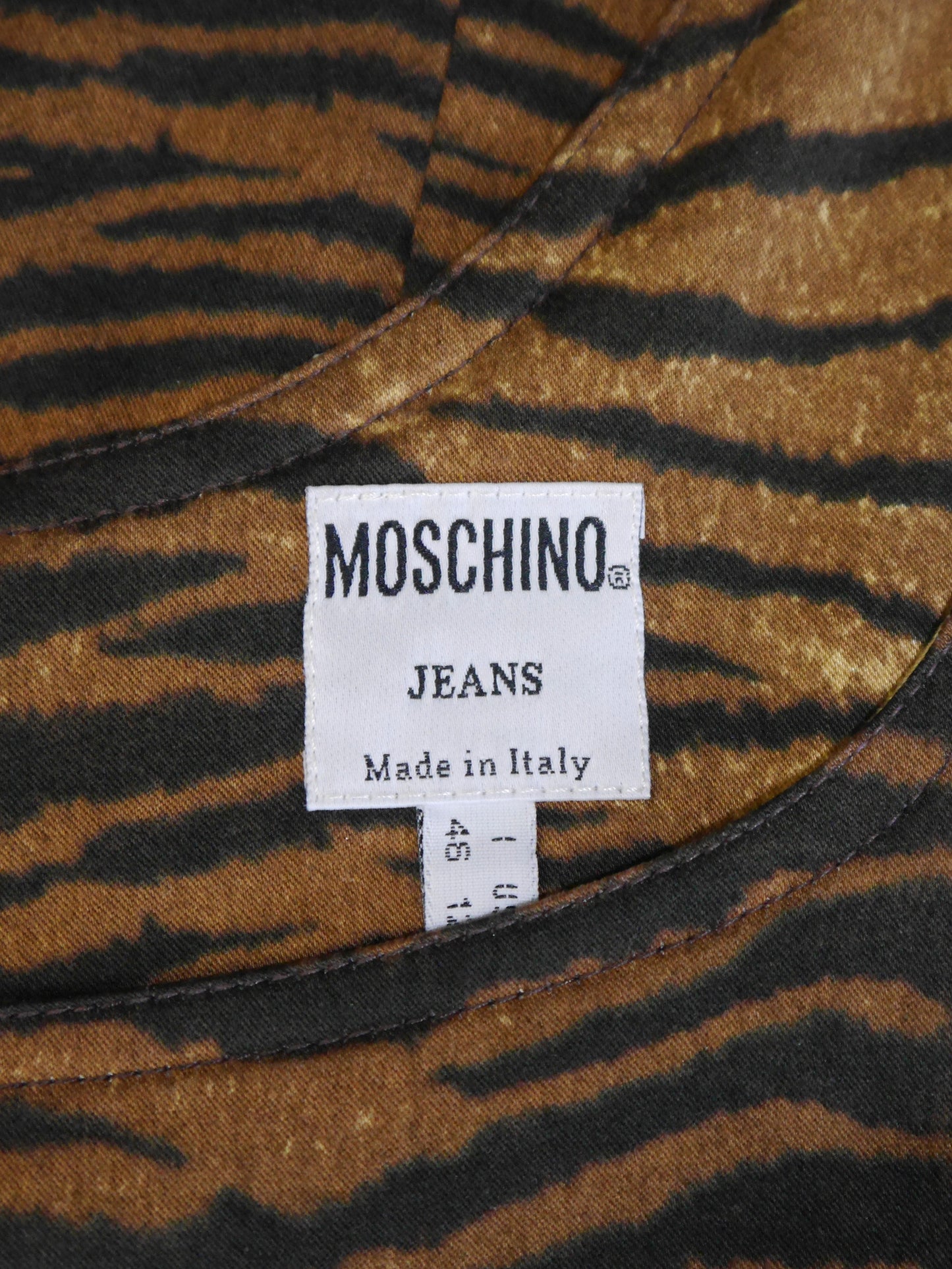 MOSCHINO Jeans 1980s 1990s Vintage Tiger Print Bodycon Mini Dress Size L