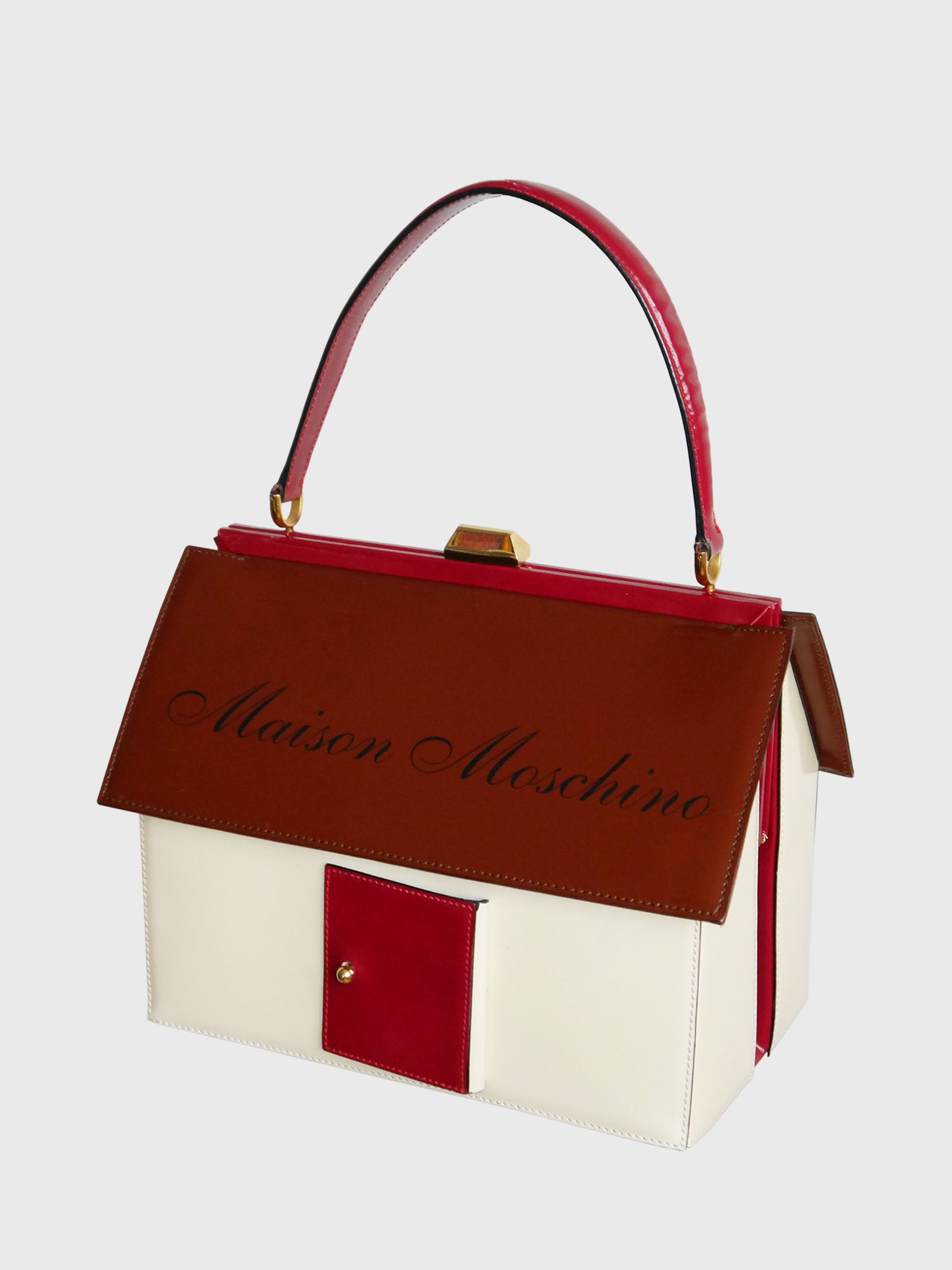 MOSCHINO 1990s Vintage "Maison Moschino" House-Shaped Novelty Handbag