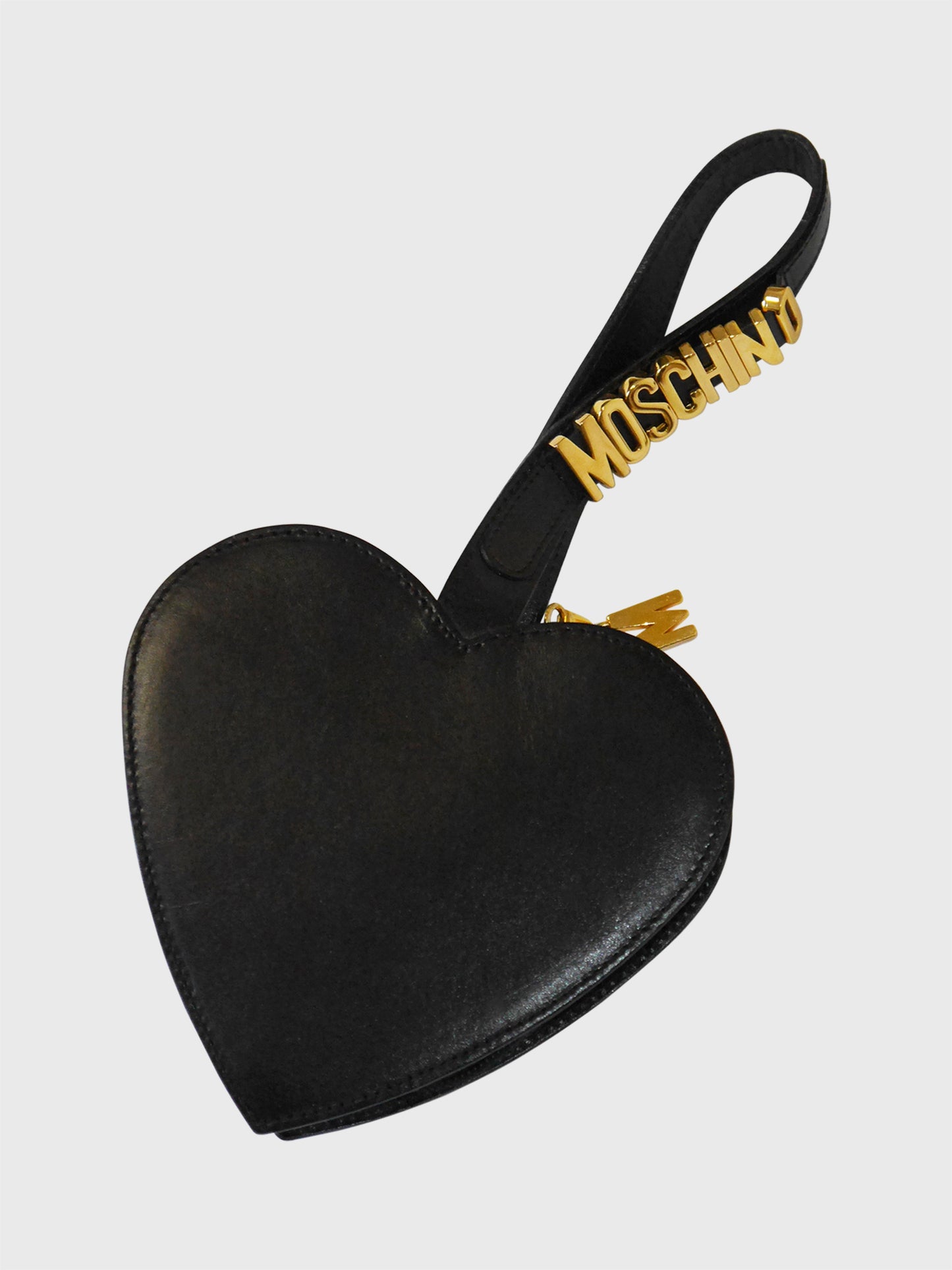 MOSCHINO by Redwall 1990s Vintage Dark Brown Heart Wristlet Evening Bag