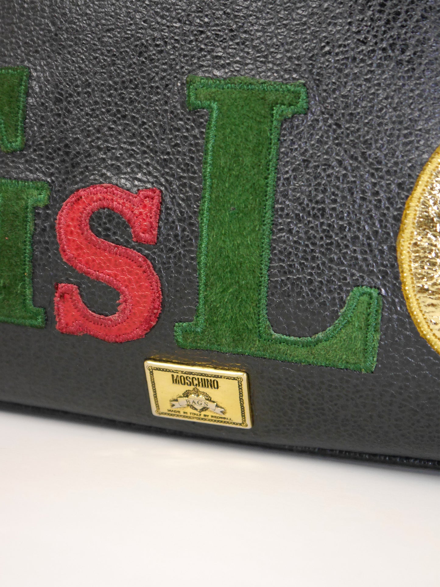 MOSCHINO by Redwall c. 1990 "ART IS LOVE" Vintage Studded Heart Handbag