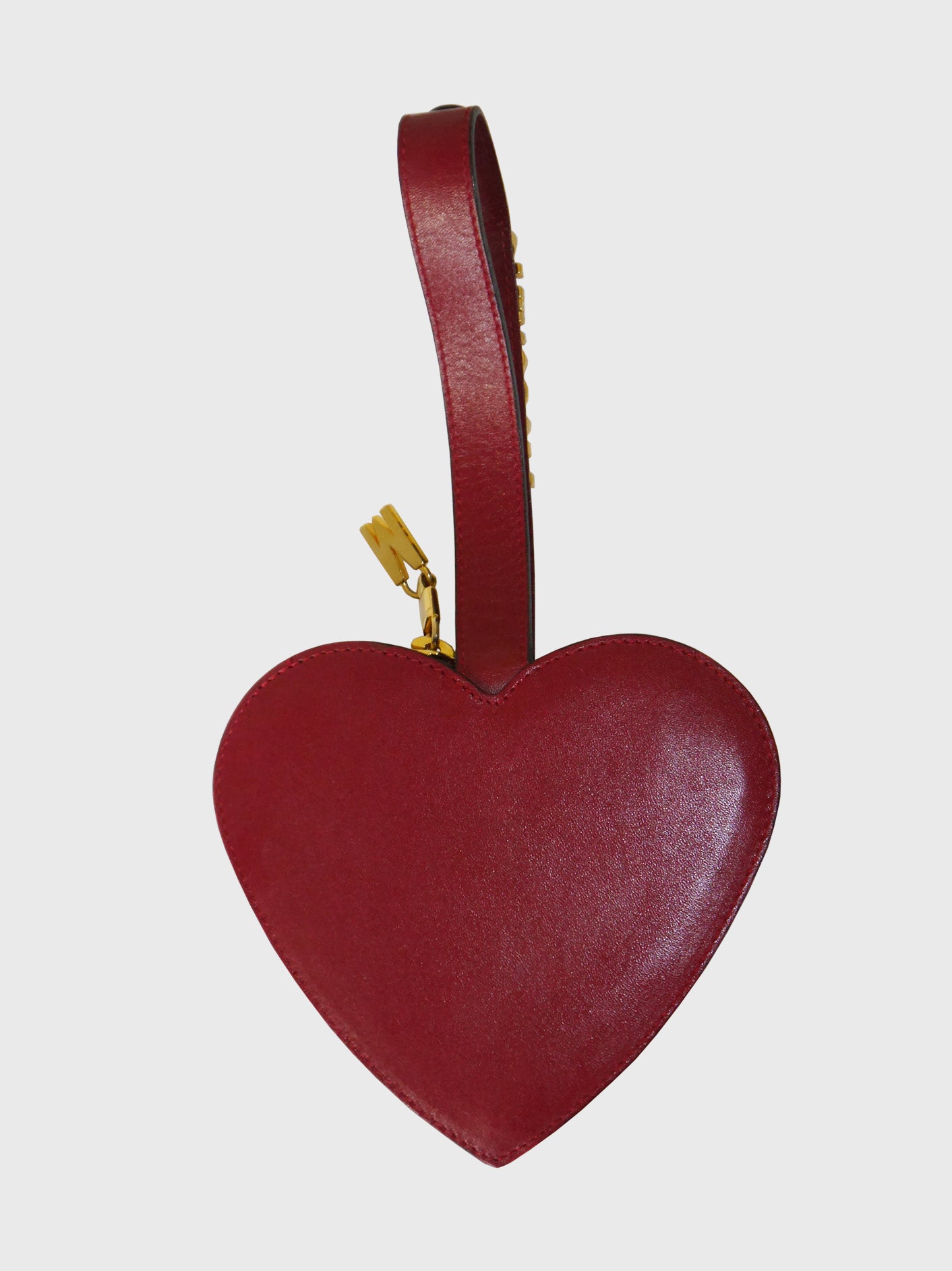 MOSCHINO Redwall Vintage Dark Red Heart Wristlet Evening Bag