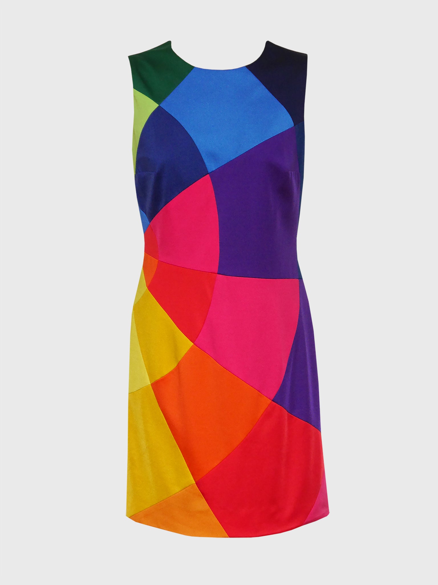 MOSCHINO 1990s Vintage Rainbow Colorblock Mini Dress