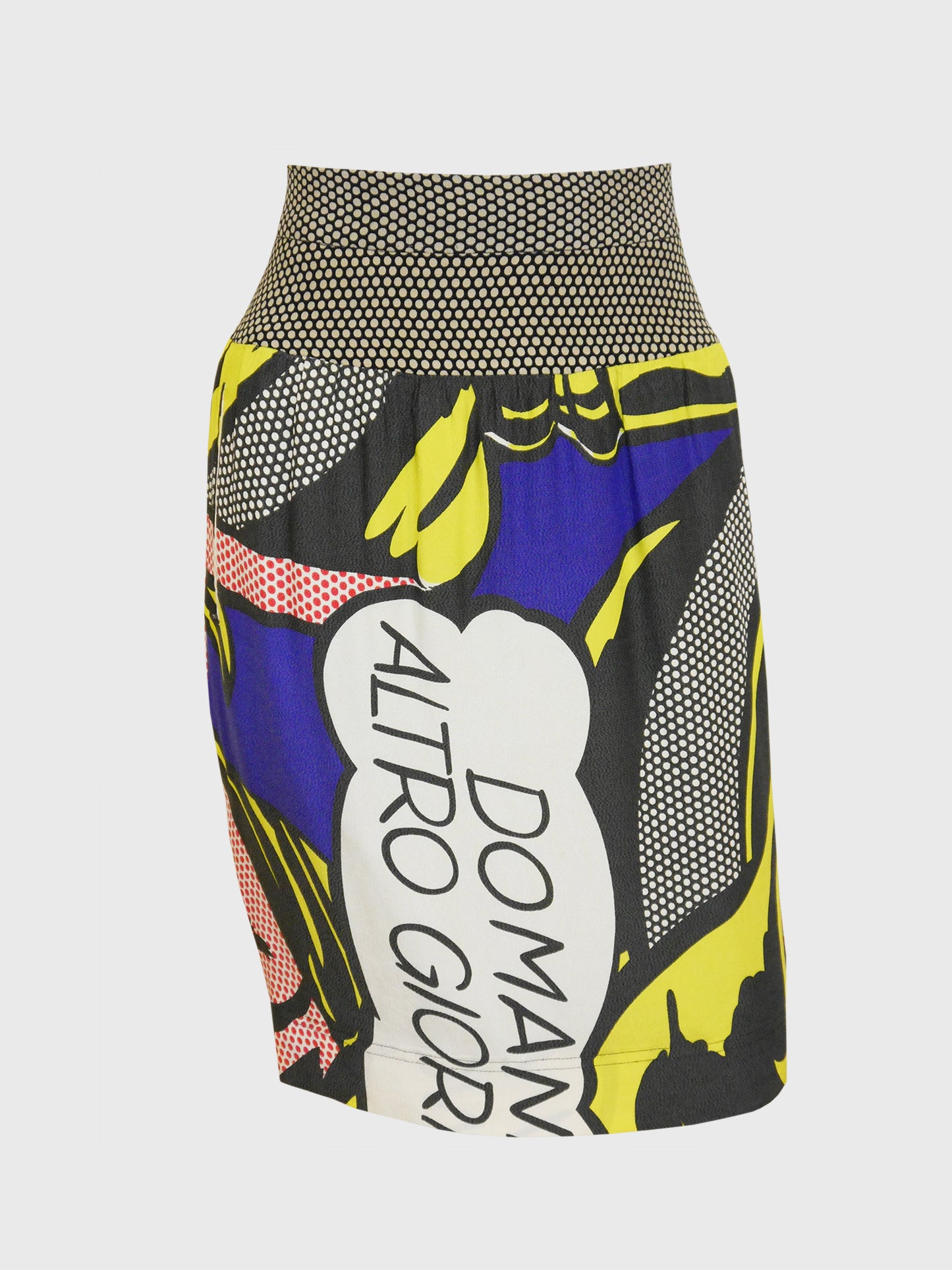 MOSCHINO Vintage Roy Lichtenstein "Girl with Hair Ribbon" Pop Art Print Skirt