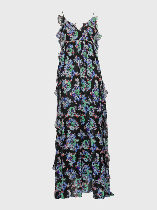 MSGM Ruffled Floral Silk Maxi Gown Summer Dress Unworn Size XS