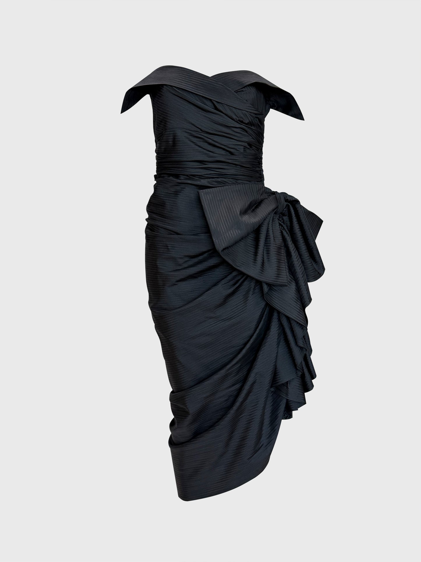 NINA RICCI by Gérard Pipart 1980s Vintage Draped Silk Cocktail Evening Dress