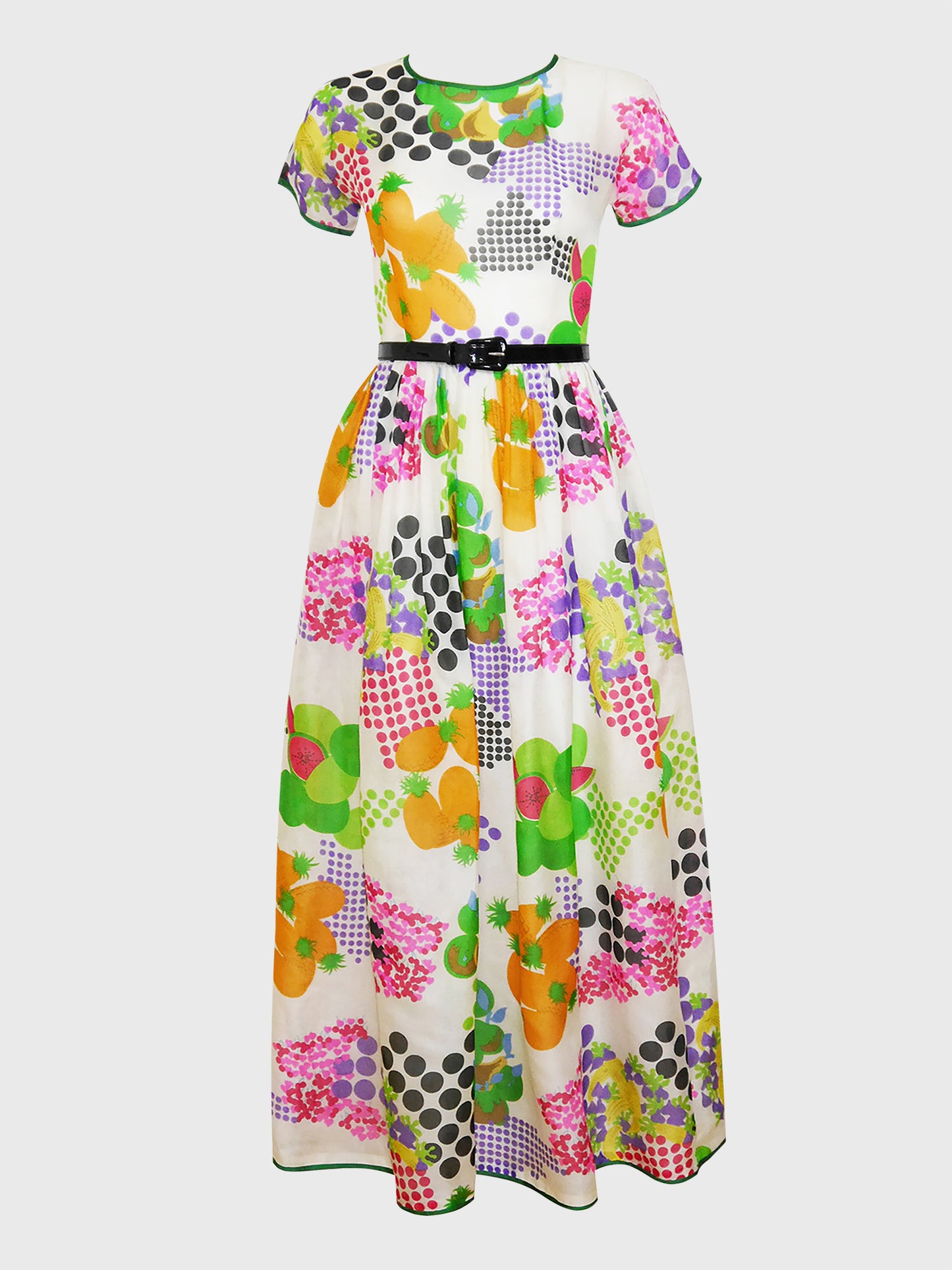 NINA RICCI Spring 1973 Vintage Belted Floral Maxi Evening Gown