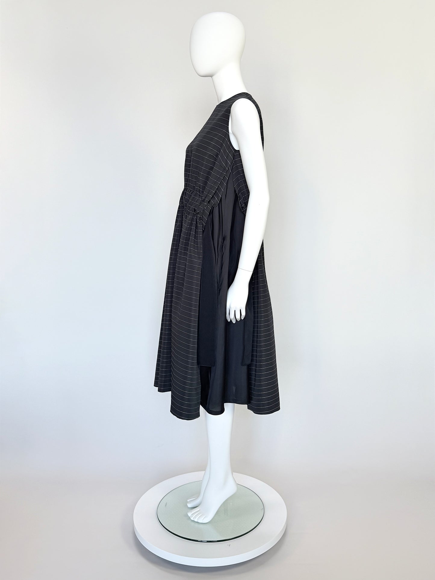 NOIR KEI NINOMIYA Comme des Garçons 2017 Vintage Pinstripe Dress w/ Open Sides Size XS