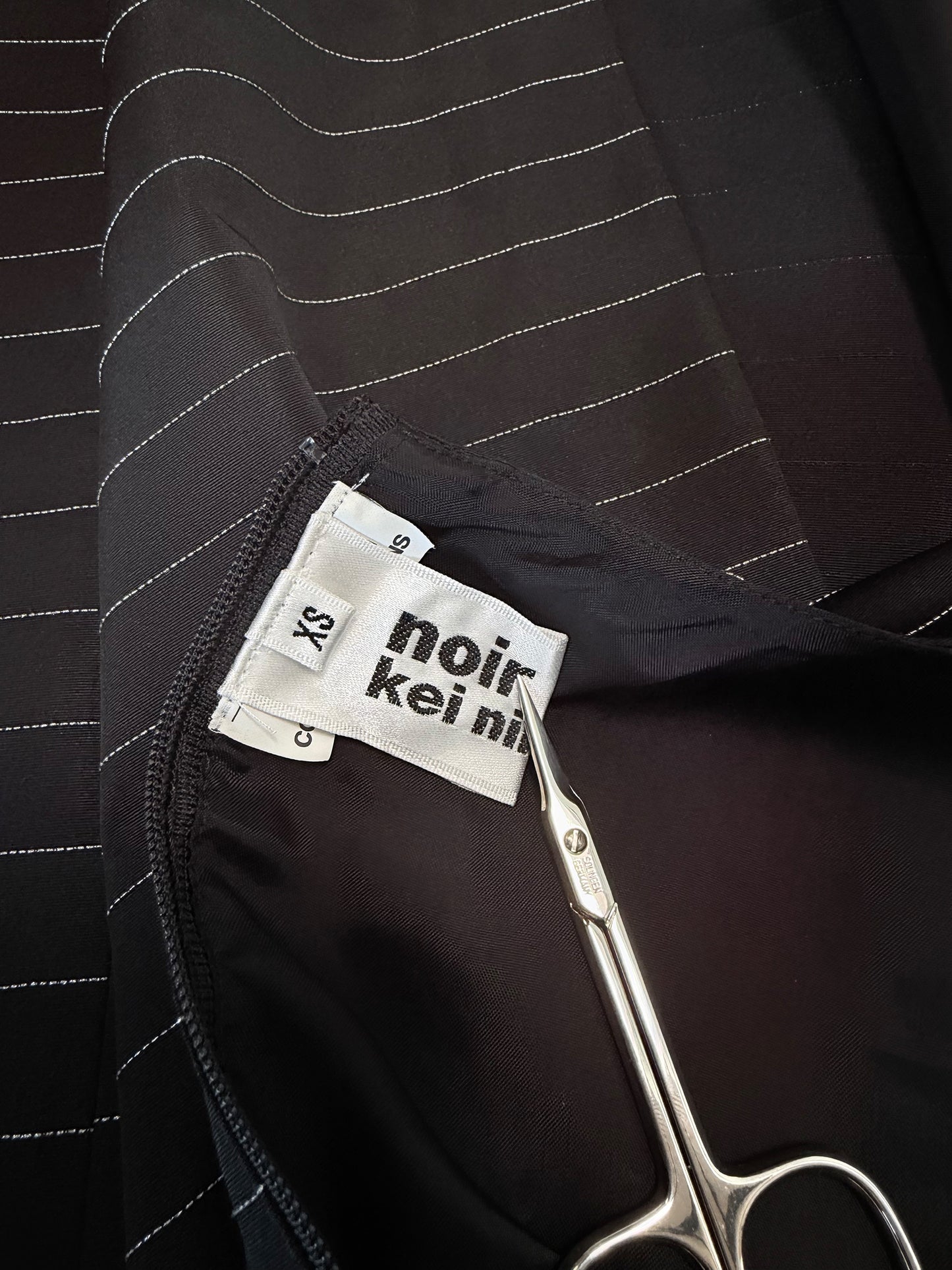 NOIR KEI NINOMIYA Comme des Garçons 2017 Vintage Pinstripe Dress w/ Open Sides Size XS