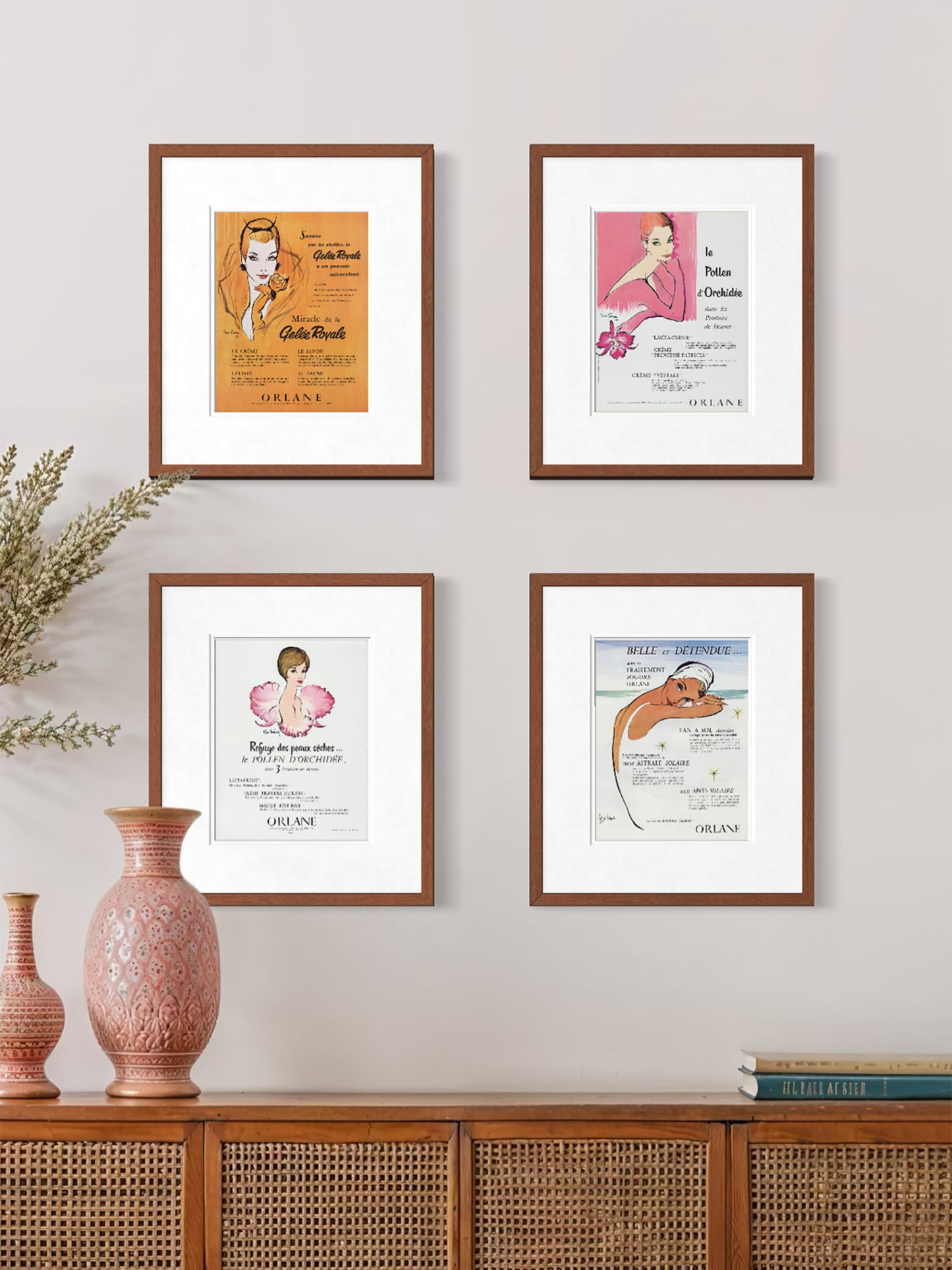 ORLANE 1950s 1960s Vintage Print Advertisement Set Beauty Ads Illustrations - Set of 4