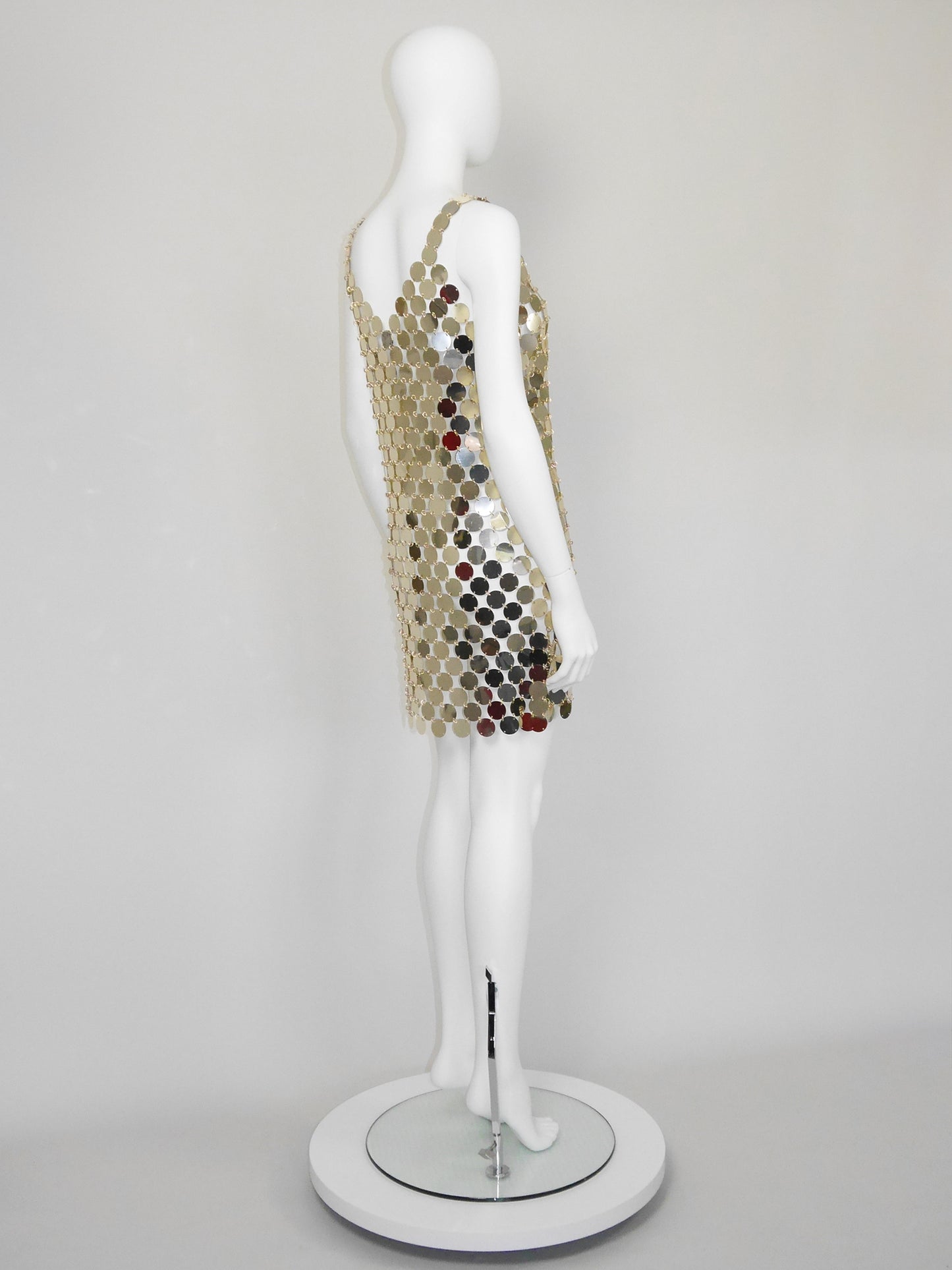 PACO RABANNE c. 1994 Vintage Rhodoid Disc Dress Unworn Size S