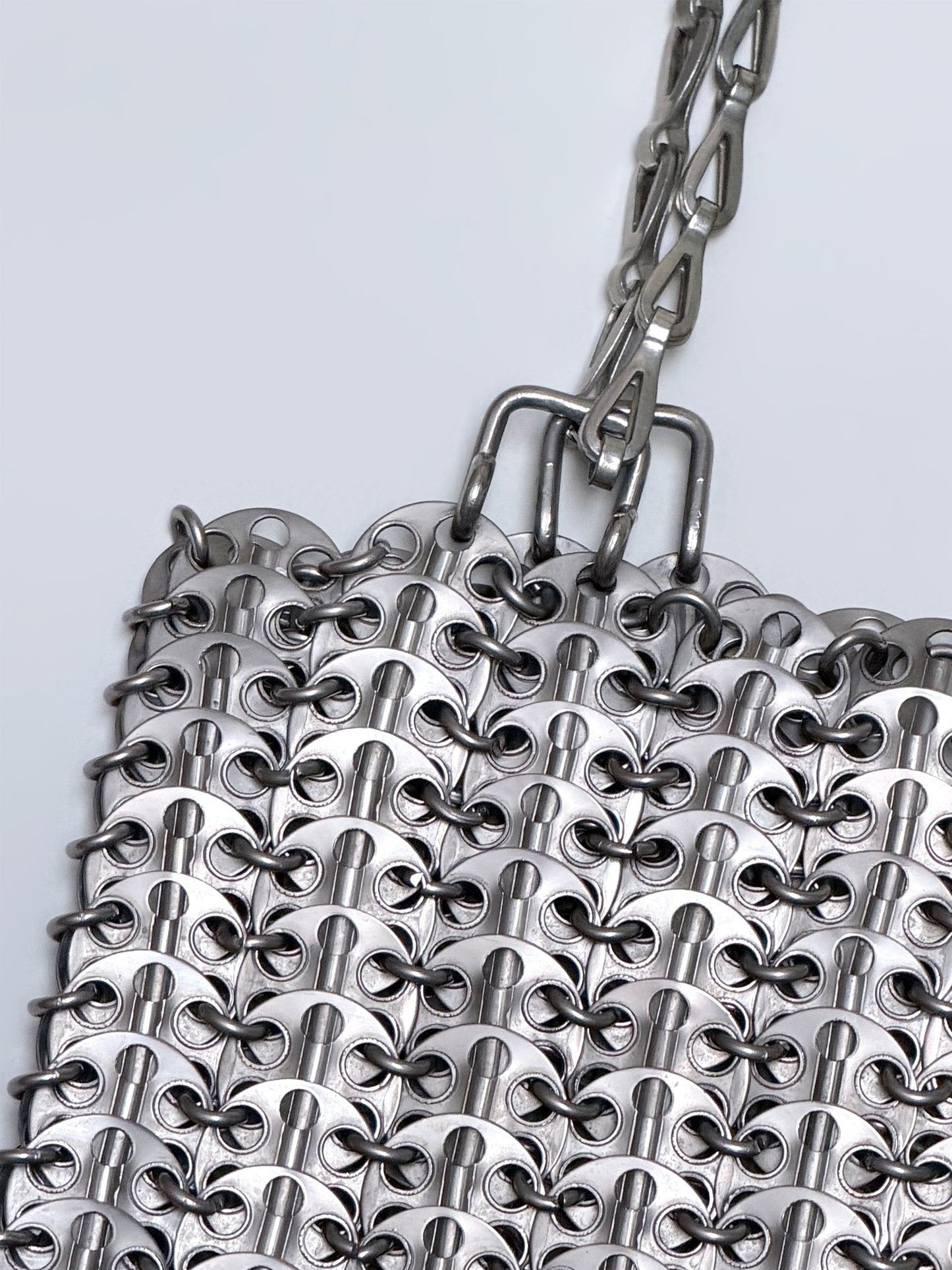 PACO RABANNE Vintage Silver 1969 Bag Evening Purse Metal Discs & Chain