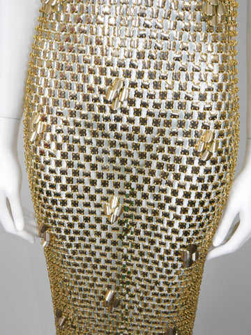 PACO RABANNE 1970s Vintage Gold-Tone Chain Mail Maxi Dress Size S VINTAGE VON WERTH PACO RABANNE 1970s Vintage Gold-Tone Chain Mail Maxi Dress Size S VINTAGE VON WERTH